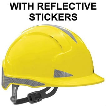 picture of JSP EVOLite - Yellow Safety Hard Hat - CR2 - Vented with Standard Peak - Slip Ratchet and 3D Adjustment System - [JS-AJB160-400-200]