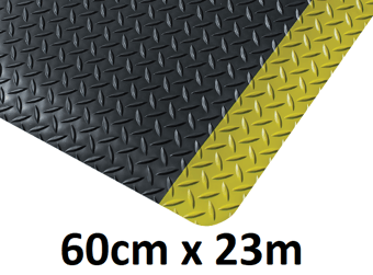 picture of Kumfi Tough Premium Anti-Fatigue Mat Black/Yellow - 60cm x 23m Roll - [BLD-KU275BY]