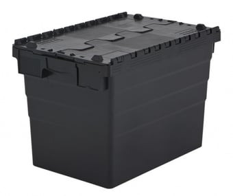 picture of BiGDUG Recycled Plastic Black Attached Lid Container - 69L - 416h x 400w x 600d mm - [BDU-HPALC4146BK]