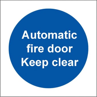 picture of Automatic Fire Door Keep Clear SMALL - BS5499 Part 1 & 5 - 80 X 80Hmm - Rigid Plastic - [AS-MA153A-RP]