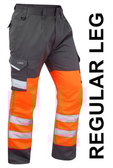 picture of BIDEFORD Leo EcoViz Poly/Cotton Cargo Trousers - HV Orange/Grey - Regular Leg - LE-CT01-O/GY-R