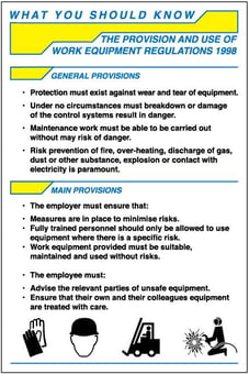 picture of The Provision And Use of Work Equipment Regulations 1998 Poster - 400 x 600Hmm - 1mm Rigid Plastic - [AS-WSK16-RP]