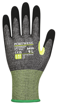 picture of Portwest A650 CS VHR15 Nitrile Foam Cut Glove Grey/Black - PW-A650G8R