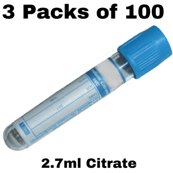 picture of Vacutainer Tube Citrate 2.7ml - 3 Packs of 100 - Light Blue - [ML-K2178-PACK] - (DISC-W)