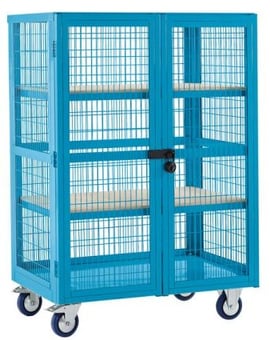 Picture of QMP Boxwell Trolley With Doors - Light Blue - Plywood - 1355H x 900W x 600D - [QM-XD139060PUXX] - (LP)