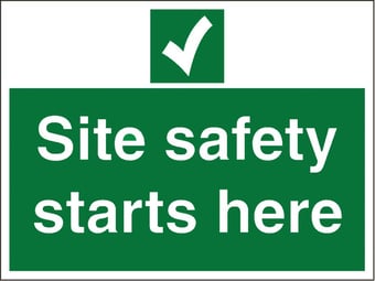 Picture of Site Safety Starts Here Sign - 600 X 450Hmm - Duralite GRP - [AS-TUF29-DG]