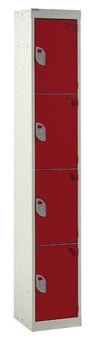 picture of QMP Standard Locker - 4 Compartment - Red Doors - 1800H x 300W x 450D mm - [QM-LS1830454RXX]