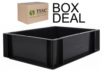 picture of BiGDUG Recycled Euro Stacking Box - 117h x 300w x 400d mm - 10L - Black - Box Deal of 10 - [IH-BDU-BDEC1134BK] - (LP)