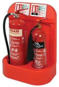 picture of Double Extinguisher Stand with Recessed Base - [HS-107-1048] - (LP)