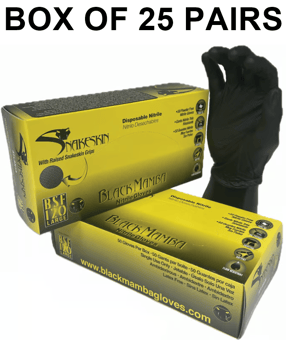 picture of Black Mamba Snakeskin Nitrile Disposable Gloves - Box of 25 Pairs - FD-BSF