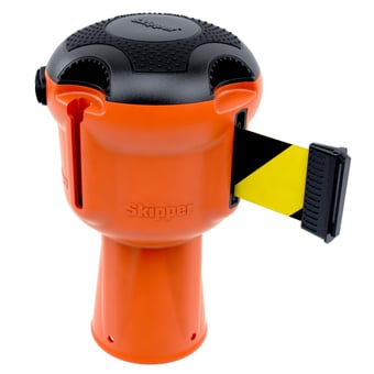 picture of Skipper Main Unit - Orange with Black Yellow Tape - Retractable Barrier Tape Holder - with 9m Tape - [SK-001-BY] - (LP)