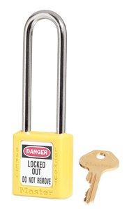 picture of Master Lock Yellow Zenex 410LTYLW Long Shackle Lockout Padlock - [MA-410LTYLW]