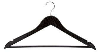 Picture of Black Wooden Hanger With Hook & Bar - Box of 50 - [MCS-BWHHB] - (LP)