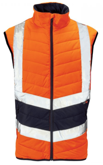 Picture of Supertouch Hi Vis 2 Tone Puffer Bodywarmer Orange/Navy - ST-SHV-10281