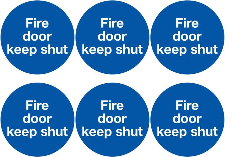 picture of Safety Labels - Fire Door Keep Shut (24 pack) 6 to Sheet - 75mm dia - Self Adhesive Vinyl - [IH-SL57-SAV]