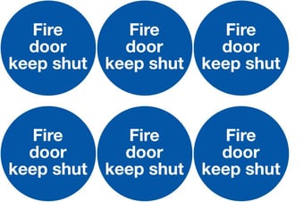 picture of Safety Labels - Fire Door Keep Shut (24 pack) 6 to Sheet - 75mm dia - Self Adhesive Vinyl - [IH-SL57-SAV]