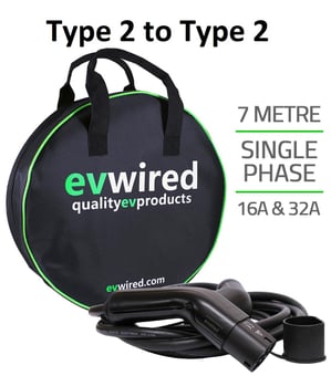 picture of Electric Vehicle Charging Cable - Type 2 to Type 2 - 32AMP - 7 Metre Cable - Free Carry Case - [EV-EVW7M32A-T2T2] - (LP)