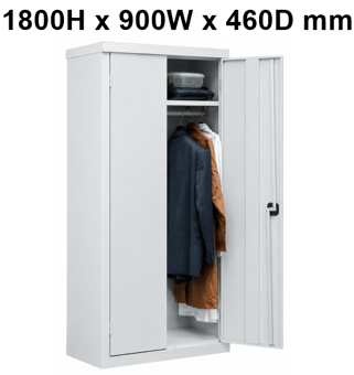 picture of QMP Clothing Cupboard - 1 Shelf - Light Grey Doors - 1800H x 900W x 460D mm - [QM-CC189046ZLXX]