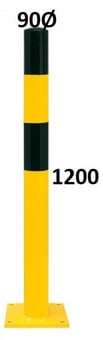 picture of BLACK BULL Heavy Duty Bollard Type S - 90mmØ x 1,200mmH - Surface Fix - Hot Dip Galvanised + Powder Coated - Yellow/Black - [MV-199.19.943]