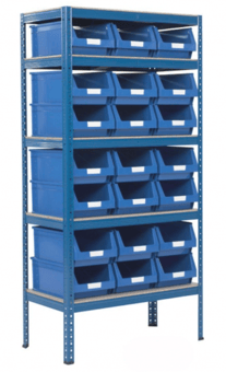 picture of BiGDUG Shelving Unit - 1780h x 900w x 450d mm - 5 Levels - 21x B56 Blue Bins - [BDU-PBK7B]