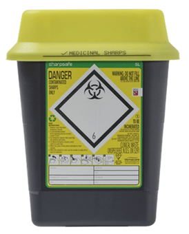Picture of Sharpsafe Recycled Sharps Bin - Yellow Lid - 5L - Box Deal of 48 - [IH-VC-51025430]