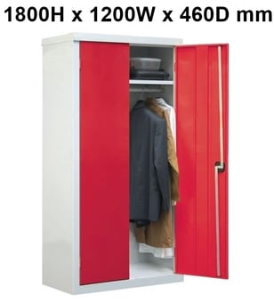 picture of QMP Clothing Cupboard - 1 Shelf - Red Doors - 1800H x 1200W x 460D mm - [QM-CC181246ZRXX]