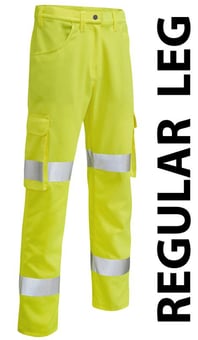 picture of Yelland - Hi-Vis Yellow Poly/Cotton Cargo Trouser - Regular Leg - LE-CT03-Y-R