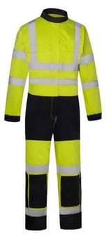 Picture of Phoenix Flame Retardant Antistatic Hi-Vis Yellow/Navy Coverall Regular Leg 31" - FU-BS108-REG