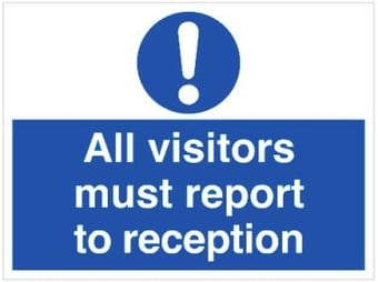 Picture of Visitors Must Report to Reception Sign - 600 x 450Hmm - Rigid Plastic - [AS-MA123-RP]