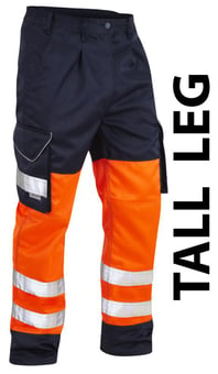 picture of Bideford - Hi-Vis Orange/Navy Poly/Cotton Cargo Trouser - Tall Leg - LE-CT01-O/NV-T
