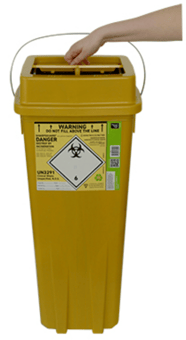 picture of SHARPSGUARD Eco Yellow Lid Theatre Sharps Bin - NHS Code FSL1829 - [DH-DD540YL]