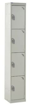picture of QMP Tool Charging Locker - Solid Door - RCD Plug - 4 Compartment - Light Grey - 1800H x 300W x 450D mm - [QM-BR1830454LSX]