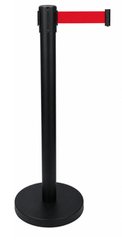 picture of Way4Now - Retractable Belt Barrier Post 2m – Red Barrier With Base - SHU-DP-EB-R