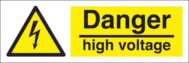 picture of Danger High Voltage Sign LARGE - 600 x 200Hmm - Rigid Plastic - [AS-WA35-RP]