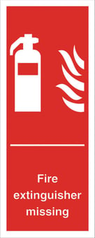 picture of Fire Extinguisher Missing Sign - 100 X 250Hmm - Rigid Plastic - [AS-FI39-RP]