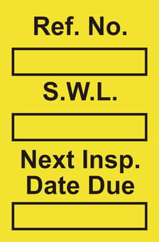 Picture of Safe Working Load Mini Tag Insert - Yellow (Pack of 20) - [SCXO-CI-TG61Y]
