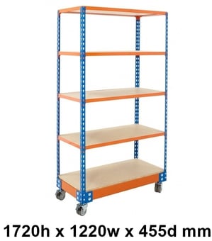 picture of BiG340 Shelf Trolley - 1720h x 1220w x 455d mm - 5 Levels - Blue & Orange - [BDU-B3MS1204BO]