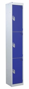 picture of QMP Standard Locker - 3 Compartment - Dark Blue Doors - 1800H x 300W x 300D mm - [QM-LS1830303BXX]
