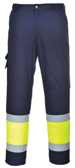 picture of Portwest L049 Hi-Vis Lightweight Contrast Service Trousers Yellow/Navy - PW-L049YNR