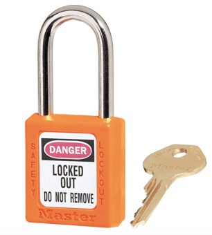 Picture of Set of 410 Zenex Thermoplastic Safety Padlock - Orange - With 'Key Alike' Key - Set of 18 - [MA-410KA18ORJ]