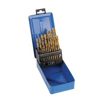 picture of Titanium-Coated HSS Drill Bit Set 19pce - 1-10mm in 0.5mm Increments - [SI-DS49]