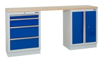picture of BiGDUG 2041mm Wide Workbench - 4 Drawer Cabinet - 2 Door Cupboard - Multiplex Worktop - [BDU-TGC301GBM] - (LP)