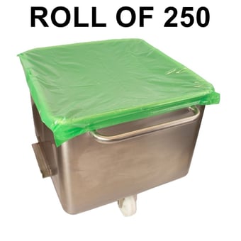 picture of Detectable Tote Bin Covers - Green - Roll of 250 - [DT-545D-1563-P04-X34]