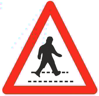 picture of Traffic Pedestrian Crossing Triangle Sign - Class 1 Ref BSEN 12899-1 2001 - 600mm Tri. - Reflective - 3mm Aluminium - [AS-TR20-ALU]