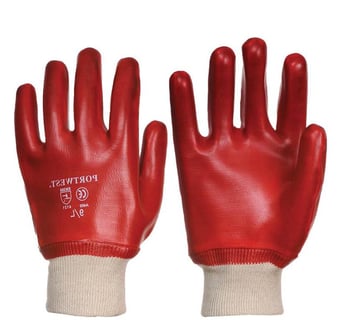 picture of Portwest A400 PVC Knitwrist Red Gloves - Pair - [PW-A400RER]