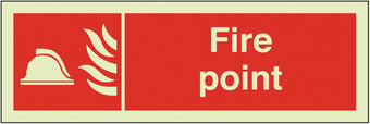 picture of Photoluminescent Fire Point Sign - 300 X 100Hmm - Self Adhesive Rigid Plastic - [AS-PH37-SARP]