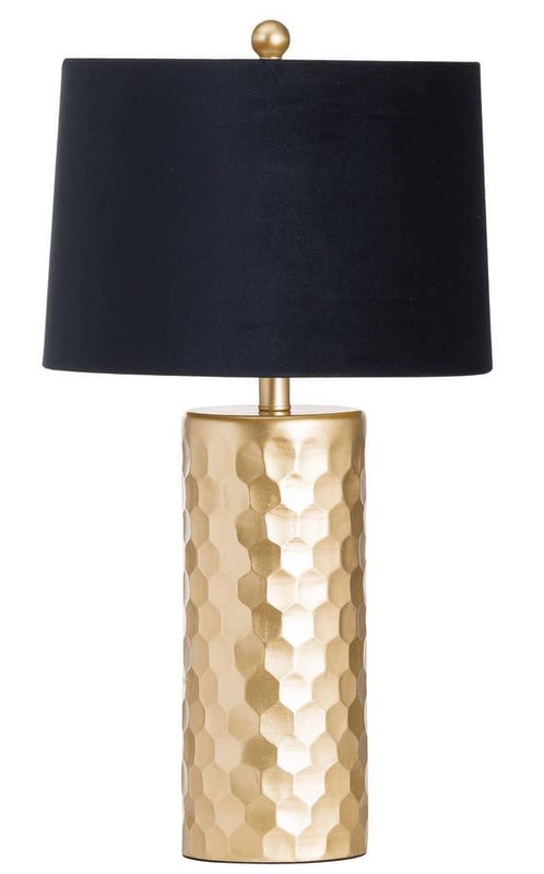 picture of Hill Interiors Jem Honey Comb Gold Table Lamp With Black Velvet Shade - [PRMH-HI-20698]