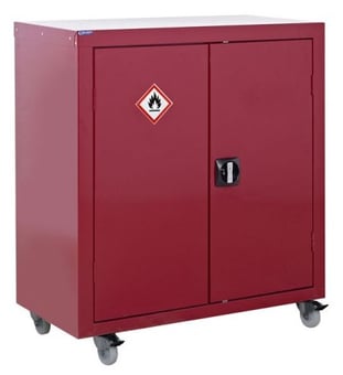 picture of QMP Mobile Flammable Liquid Storage Cupboard - 1 Shelf - 1040H x 900W x 460D mm - [QM-CFL109046MRX] - (LP)