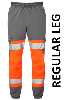 picture of Hawkridge CL 1 EcoViz Jog Trousers Orange/Grey - Regular Leg - LE-JT01-O/GY-R - (LP)