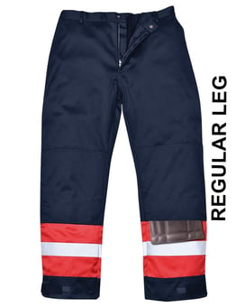 picture of Portwest - Navy Blue Flame Retardant Anti-Static Two-Tone Trousers - Regular - PW-FR56NAR